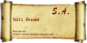 Süli Árpád névjegykártya
